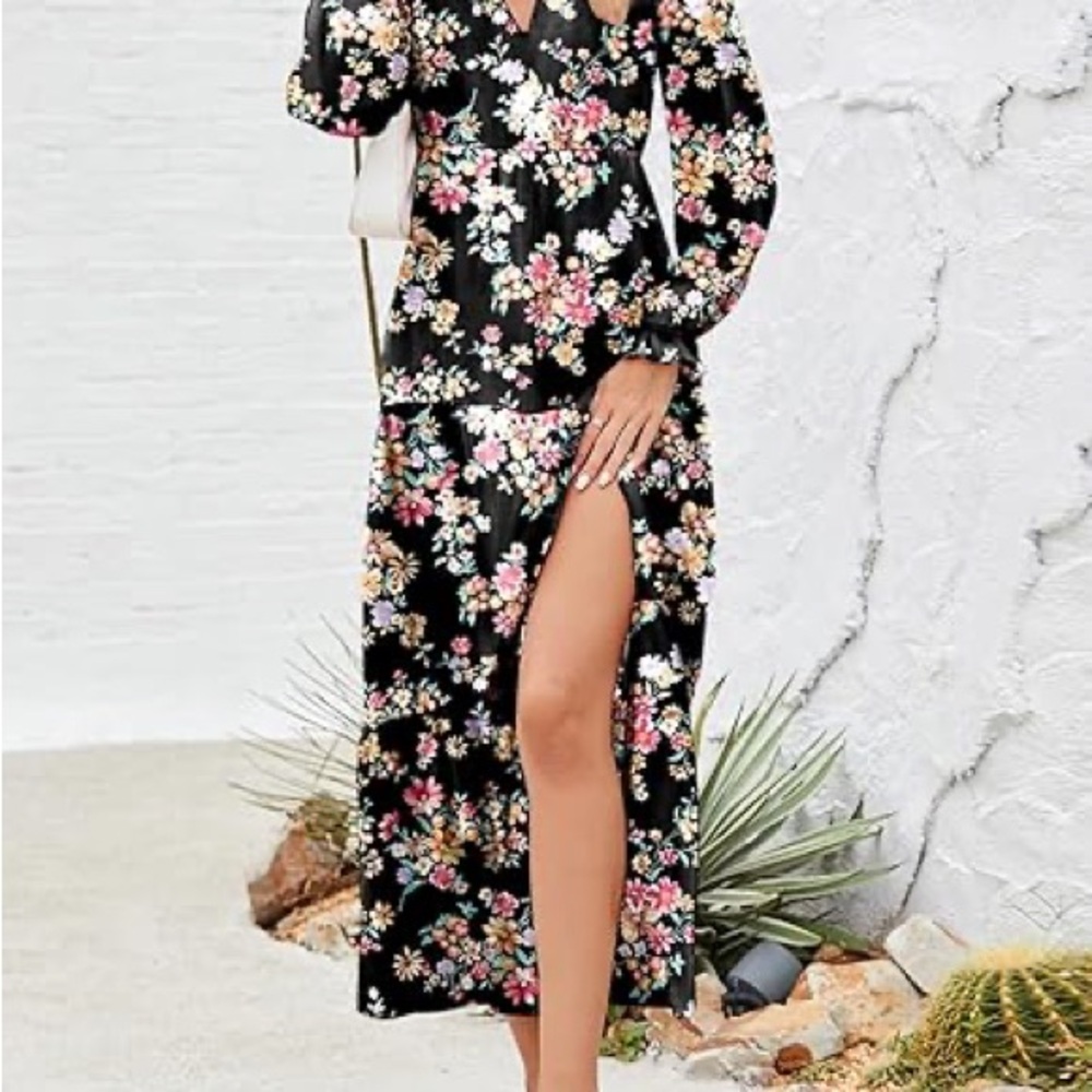 Floral Black Maxi Dress XL